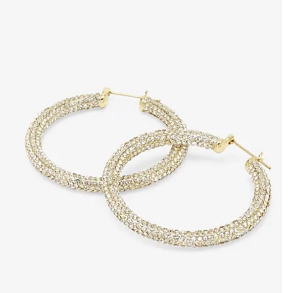 Luv Aj Jewelry - NEW Luv AJ Pave Amalfi Hoop Crystal Gold Rhinestone Earrings